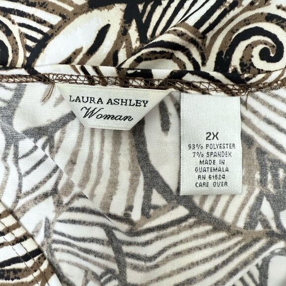 Laura Ashley Top Womens 2X Artsy Wrap 3/4 Sleeve Slinky Stretch Old Money Modest - Picture 4 of 7